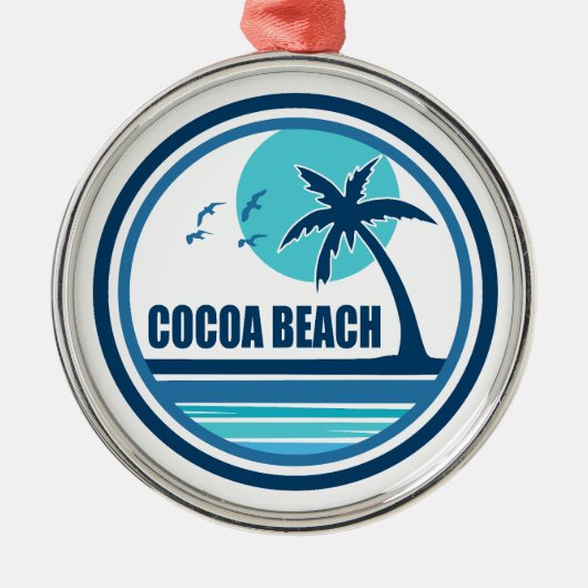 Cocoa Beach Florida Palm Tree Birds Ornament Aus Metall (Vorne)