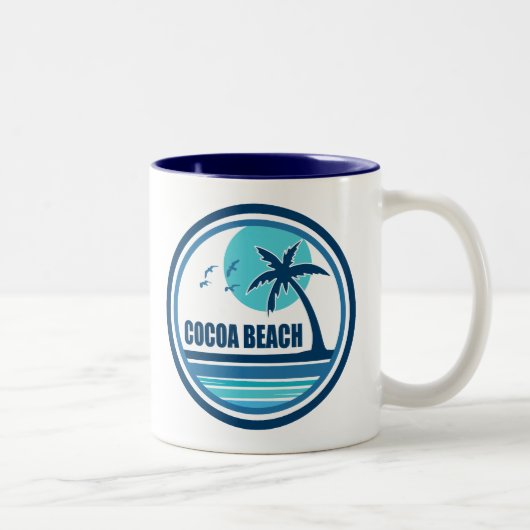 Cocoa Beach Florida Palm Tree Birds Zweifarbige Tasse (Rechts)
