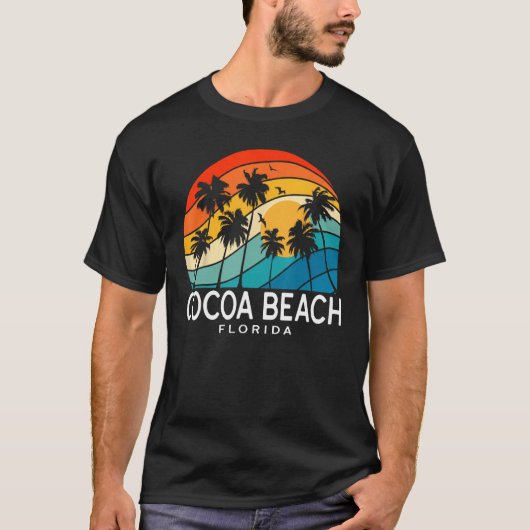 Cocoa Beach Florida Palm Tree Tropical Beach Souve T-Shirt (Vorderseite)