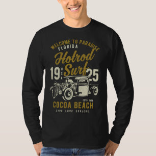Cocoa Beach Florida Retro Hotrod Surf abgenutzt   T-Shirt
