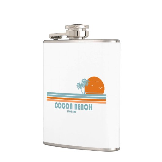 Cocoa Beach Florida Sun Palm Trees Flachmann (Links)