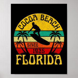 Cocoa Beach Florida Surfen Surfer Ozean Vintage  Poster