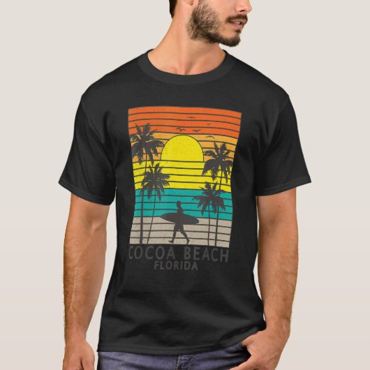 Cocoa Beach Florida Surfer Surfing Surf Palm Tree T-Shirt (Vorderseite)