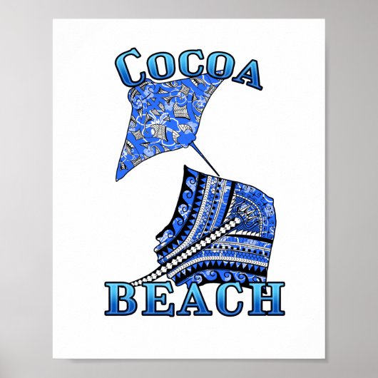 Cocoa Beach Florida Vacation Tribal Stingray Poster (Vorne)