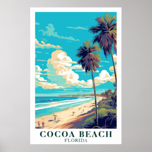Cocoa Beach Florida Vintage Reise Kunst Poster