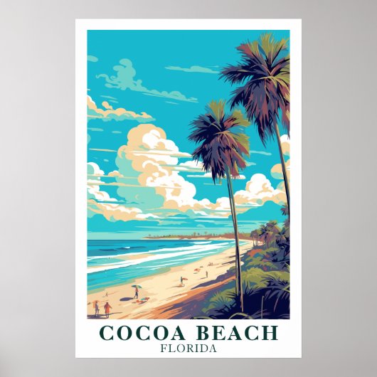 Cocoa Beach Florida Vintage Reise Kunst Poster (Vorne)