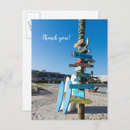 Cocoa Beach Tiki Totem Danke, Postkarte (Vorne/Hinten)