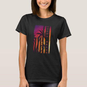 Cocoa Beach Vacation Florida Sunset Palm Tree Usa T-Shirt