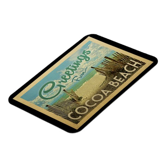 Cocoa Beach Vintage Reisen Magnet (Linke Seite)