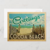 Cocoa Beach Vintage Reisen Postkarte (Vorne/Hinten)