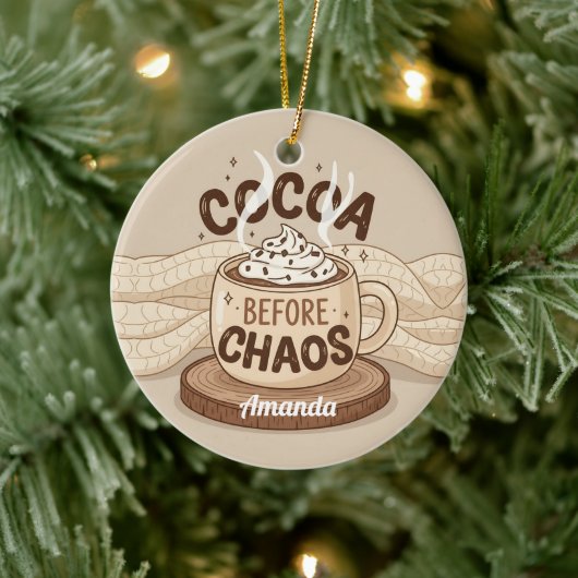Cocoa Before Chaos Funny Christmas Ornament Gift (Baum)