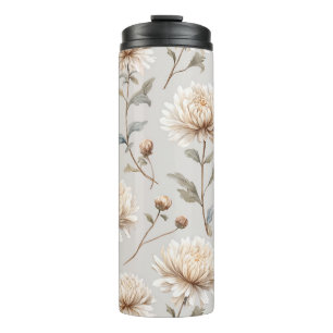 Cocoa-Braun-Creme-Blumen  Thermosbecher