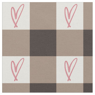 Cocoa-Braun-Herz-Gingham-Kammgarn-Baumwollstoff Stoff