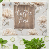 Cocoa Braune Creme Florale Kaffee Erst Geschirrtuch (Gefaltet)