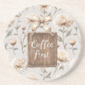 Cocoa Braune Creme Florale Kaffee Erst Getränkeuntersetzer (Vorne)