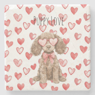 Cocoa Brauner Irischer Wasserspaniel Rote Herzbril Steinuntersetzer
