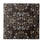 Cocoa Brown Beige Grau Ethnic Boho Muster Fliese (Vorderseite)