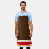 Cocoa Brown Bright Red Yellow Hem Racing Stripes Schürze (Getragen)