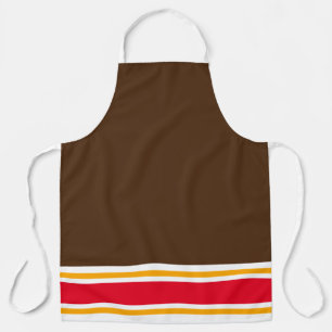 Cocoa Brown Bright Red Yellow Hem Racing Stripes Schürze