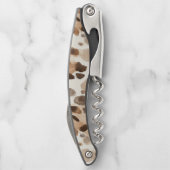 Cocoa Brown Cream Leopard Animal Print Kellnermesser (Rückseite)