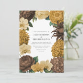 Cocoa Brown, Golden Caramel & Soft Butter Wedding Einladung (Stehend Vorderseite)