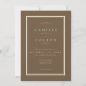 Cocoa Brown Minimalist Frame Hochzeit Einladung (Vorderseite)