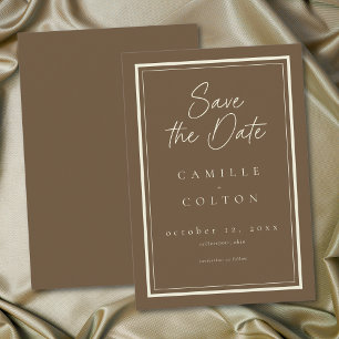 Cocoa Brown Minimalist Frame Hochzeit Save The Date