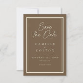 Cocoa Brown Minimalist Frame Wedding Photo Save The Date (Vorderseite)
