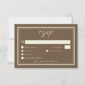 Cocoa Brown Minimalist Frame Wedding RSVP Karte (Vorderseite)