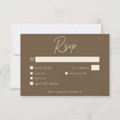 Cocoa Brown Minimalist Leaf Acorn Fall Wedding RSVP Karte (Vorderseite)