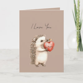 Cocoa Cream Brown Hedgehog Heart Love Karte