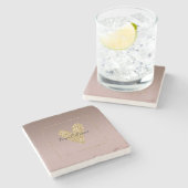 Cocoa Cream Brown Ombre Gold Glitzer Herz Steinuntersetzer (Seitenansicht)