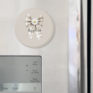 Cocoa Cream Weiße Schleife Gänseblümchen Blumen   Magnet