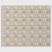 Cocoa Cream White Bow Daisy Flower Birthday Geschenkpapier (Flach)