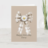 Cocoa Cream White Bow Daisy Flower Birthday Karte (Vorderseite)