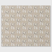 Cocoa Cream White Bow Daisy Flowers Birthday   Geschenkpapier (Flach)