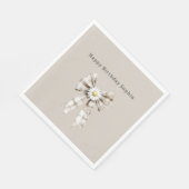 Cocoa Cream White Bow Daisy Flowers Birthday   Serviette (Ecke)