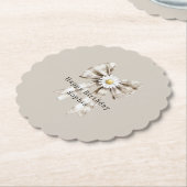 Cocoa Cream White Bow Daisy Flowers Birthday   Untersetzer (angewinkelt)