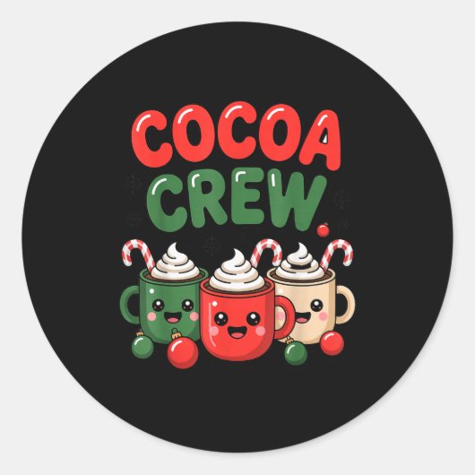 Cocoa Crew Christmas Hot Chocolate Pajamas For Fam Runder Aufkleber (Vorderseite)