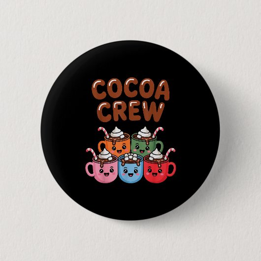 Cocoa Crew Cute Christmas Hot Chocolate Matching P Button (Vorderseite)