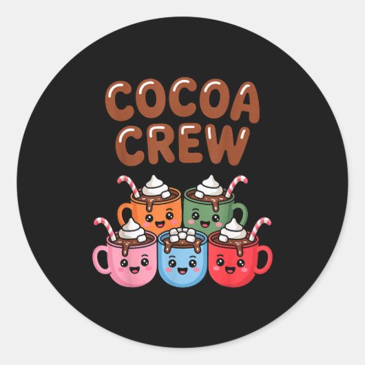 Cocoa Crew Cute Christmas Hot Chocolate Matching P Runder Aufkleber (Vorderseite)