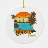 Cocoa Florida Beach Sommerferien Palm Sunset Keramik Ornament (Hinten)