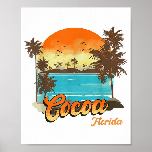 Cocoa Florida Beach Sommerferien Palm Sunset Poster (Vorne)
