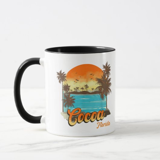 Cocoa Florida Beach Sommerferien Palm Sunset Tasse (Links)