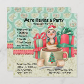 Cocoa Penguin Winter Party Einladung (Vorne/Hinten)