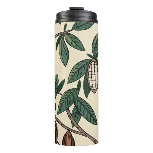 Cocoa plant seamless pattern. Cacao bean. Vintage Thermosbecher (Vorderseite)