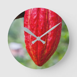cocoa pod red runde wanduhr