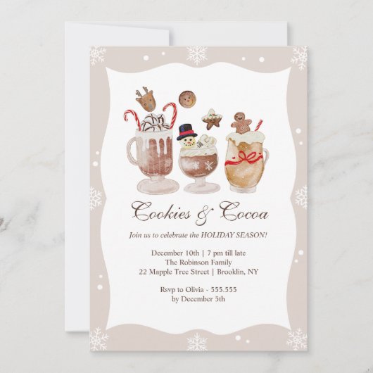 Cocoa und Cookies Weihnachtsfeier Einladung (Vorderseite)