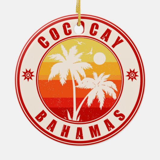 CocoCay Bahamas Islands Retro Palm Tree Souvenirs Keramik Ornament (Hinten)