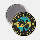 CocoCay Bahamas Islands Retro Palm Tree Souvenirs Magnet (Vorderseite/Rückseite)